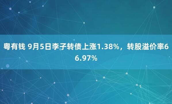 粤有钱 9月5日李子转债上涨1.38%，转股溢价率66.97%